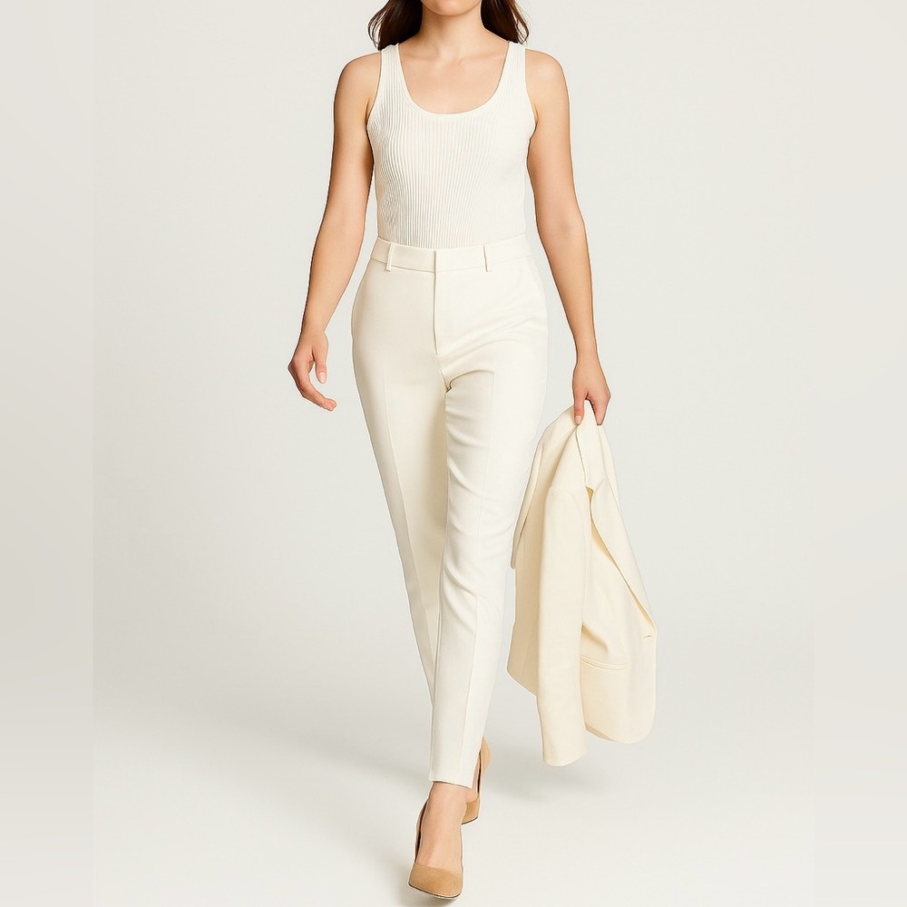Joseph Cream Tailored Trousers High-Waisted Slim-Fit